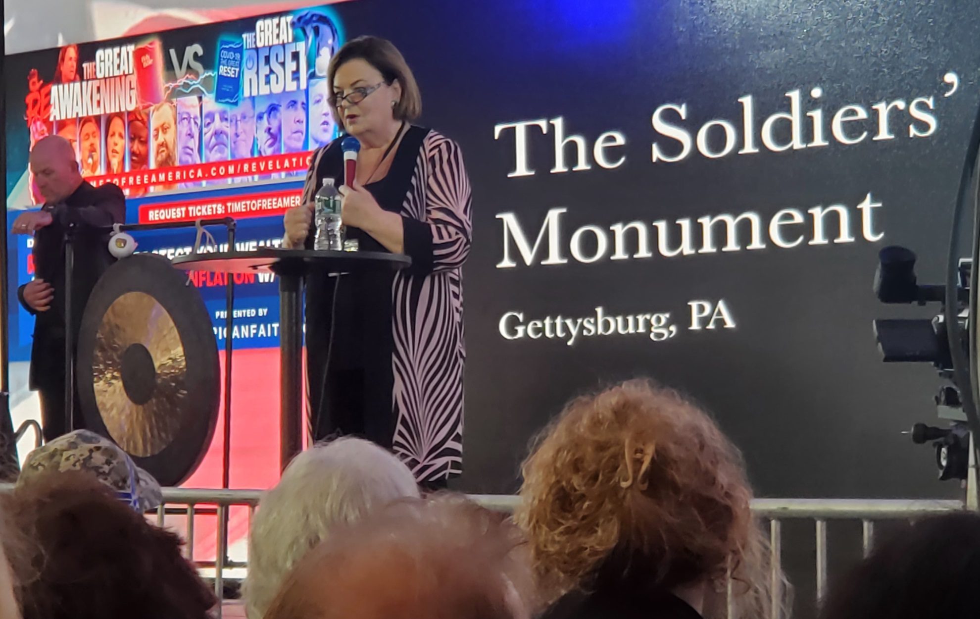 Woman speaking at The Soldiers' Monument event in Gettysburg, PA.